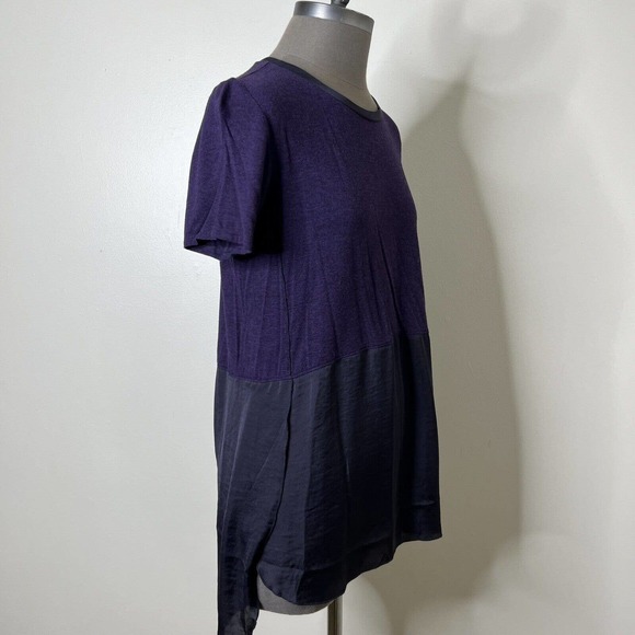 H by Bordeaux Purple Anthropologie Multi Texture Blouse Medium - Picture 5 of 7
